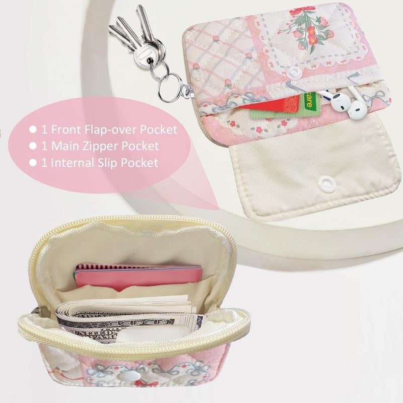 Modacarry Store Cotton Quilted Floral Coin Pouch with Cute Prints Zipper for Women Girls (BERRIES) - Image 3